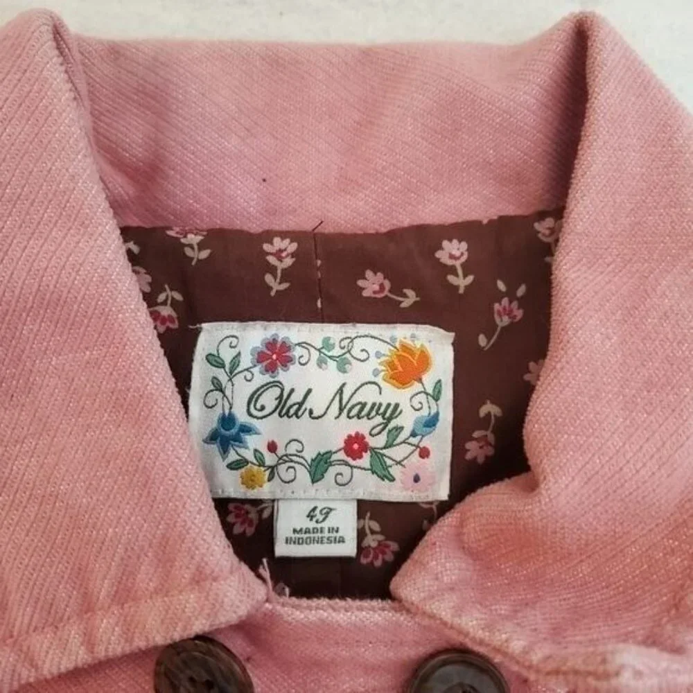 Old Navy Pink Peacoat Girls 4T Cotton Velveteen Spring‎ Victorian Classic